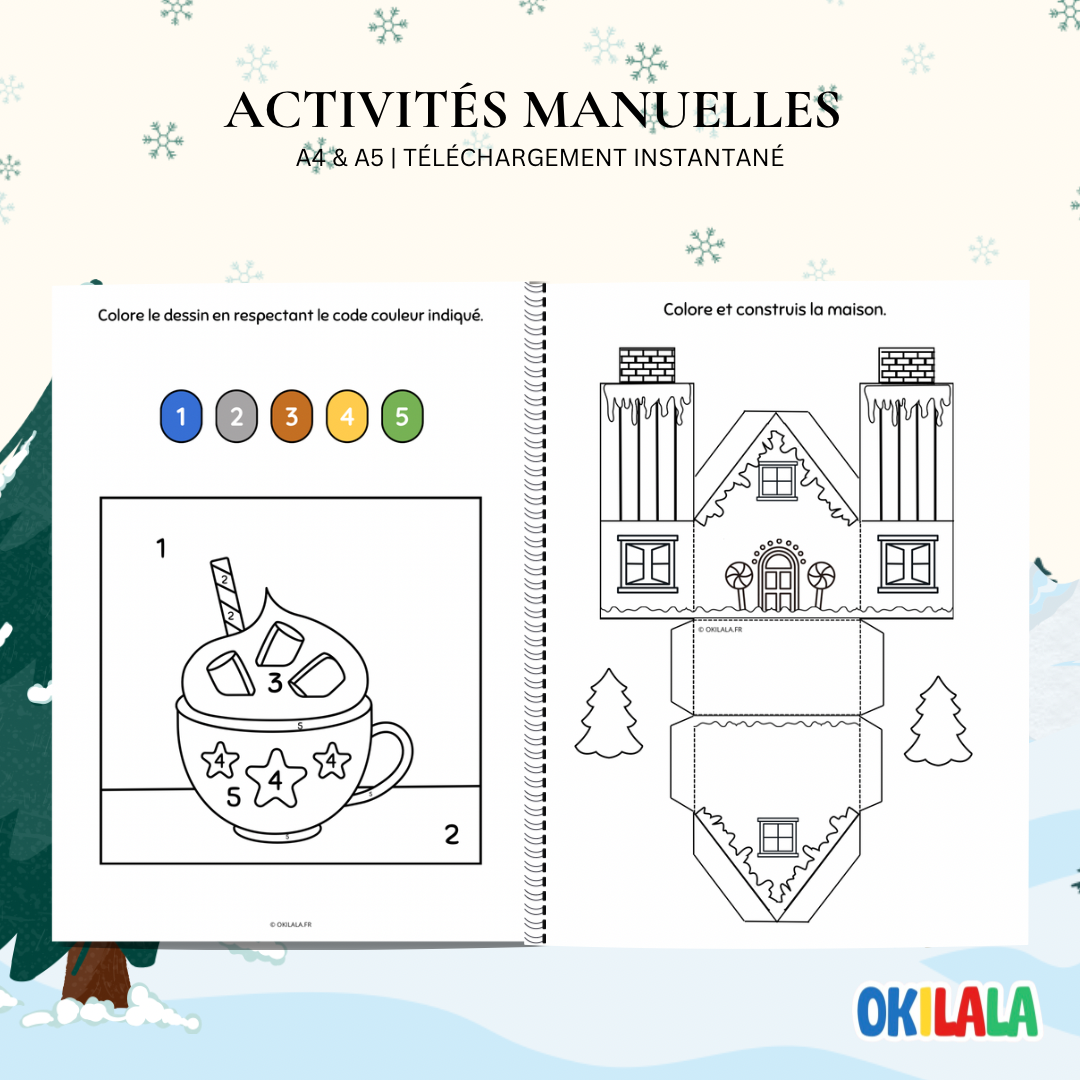 50 Activités Hiver : Coloriage, découpage et créations dès 2 Ans - PDF
