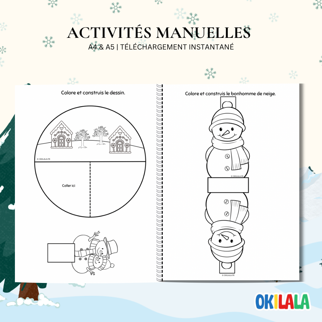 50 Activités Hiver : Coloriage, découpage et créations dès 2 Ans - PDF